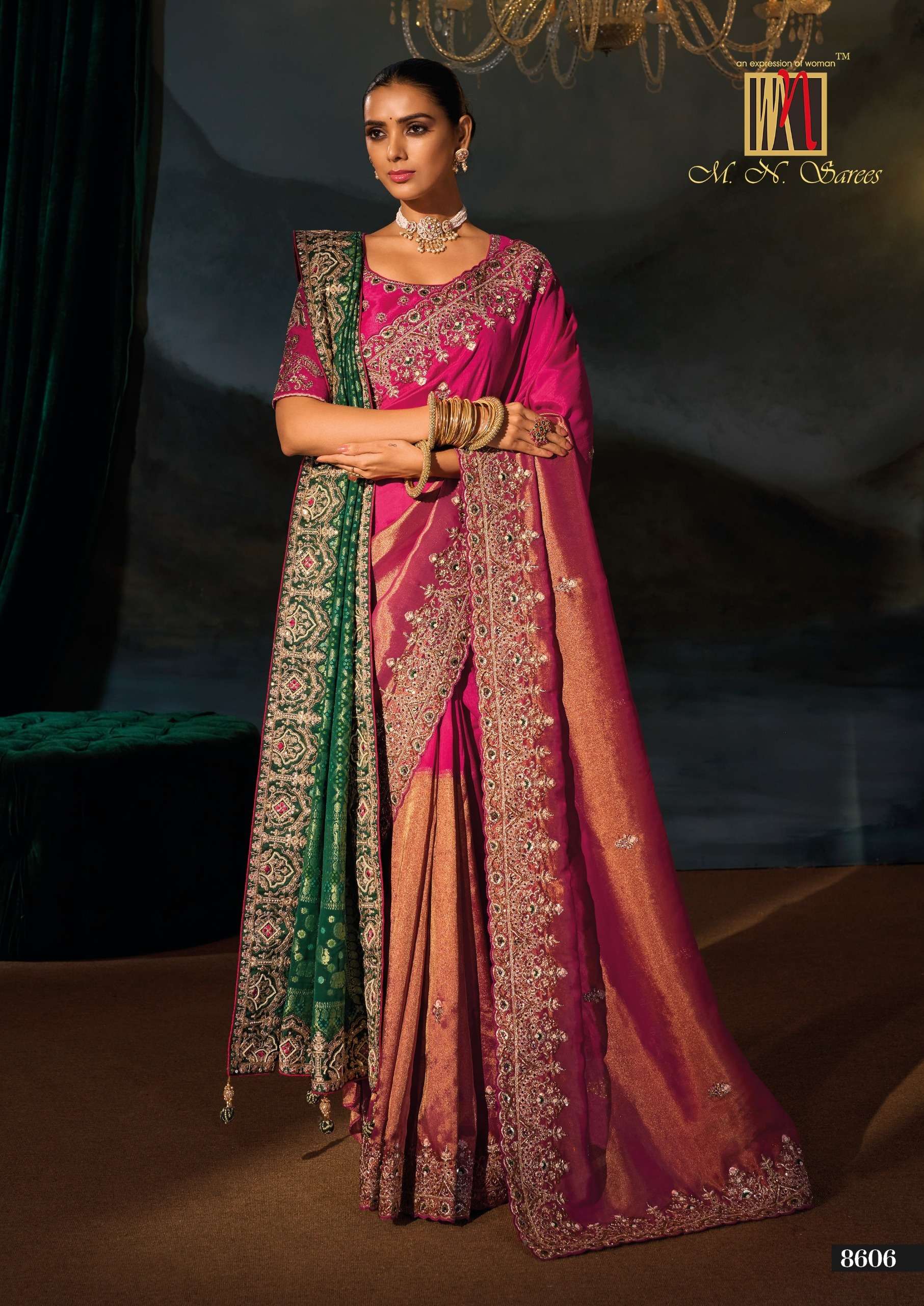 M N 8600 Series 8601 To 8613 the Royal and classic Heritage Collection saree wholesale in surat